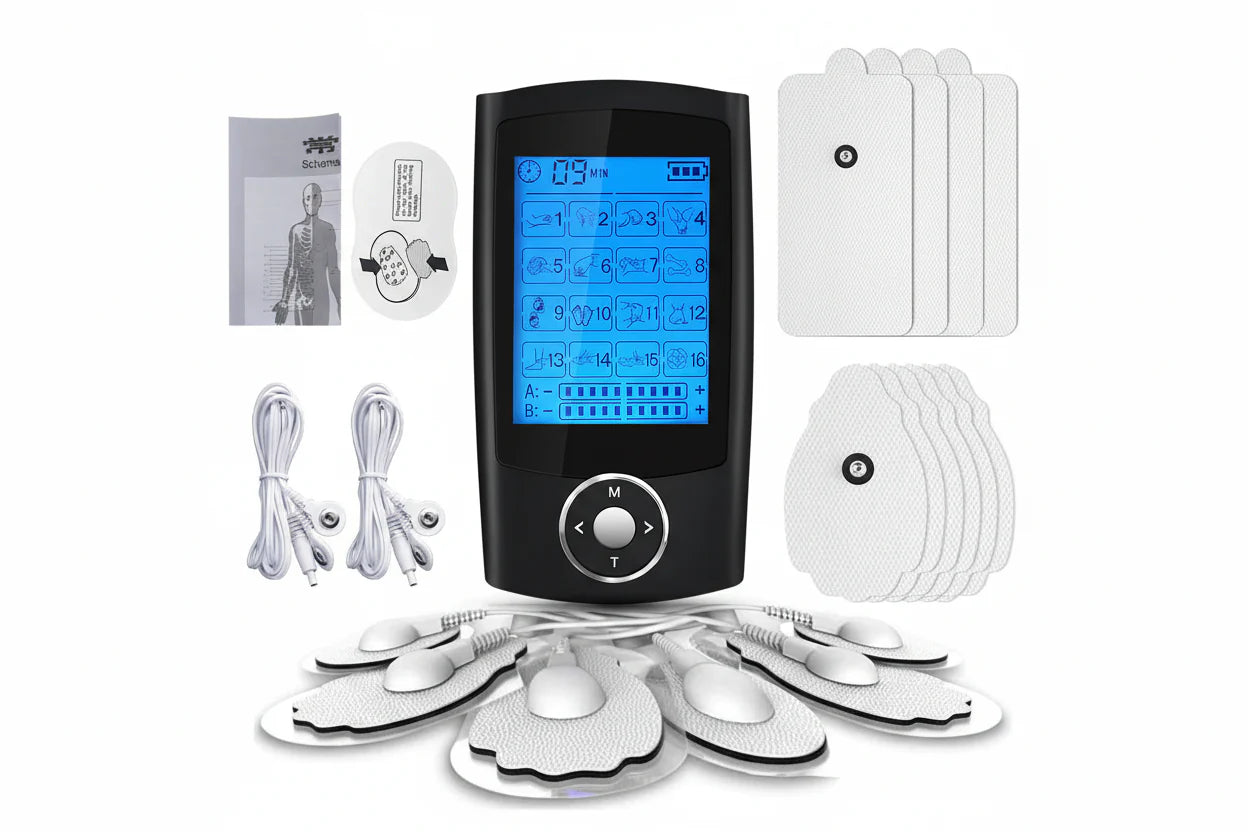 מגרה שרירים TENS EMS עם 16 מצבים ו-10 רמות עוצמה לעיסוי והרפיית הגוף | Lersk