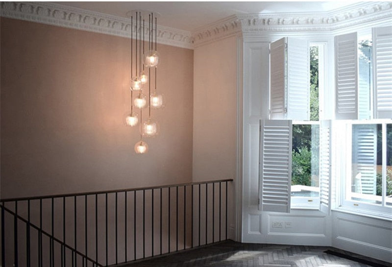 Lampade a sospensione in vetro Nyra Nordic - Fiore artistico a doppio strato