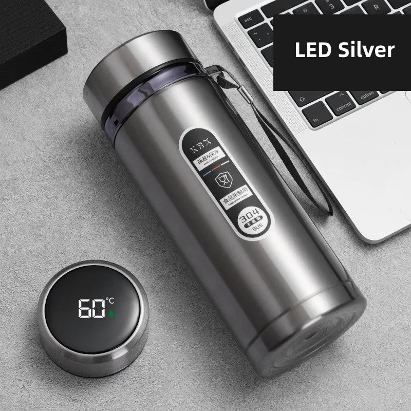 Stainless Steel Thermos 800ml-1L Portable Vacuum Flask With LED Temperature Display | Lersk