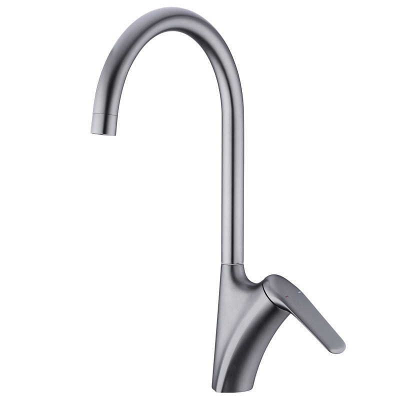 Brushed Deck-Mounted Kitchen Mixer Tap With Swivel Spout | Lersk