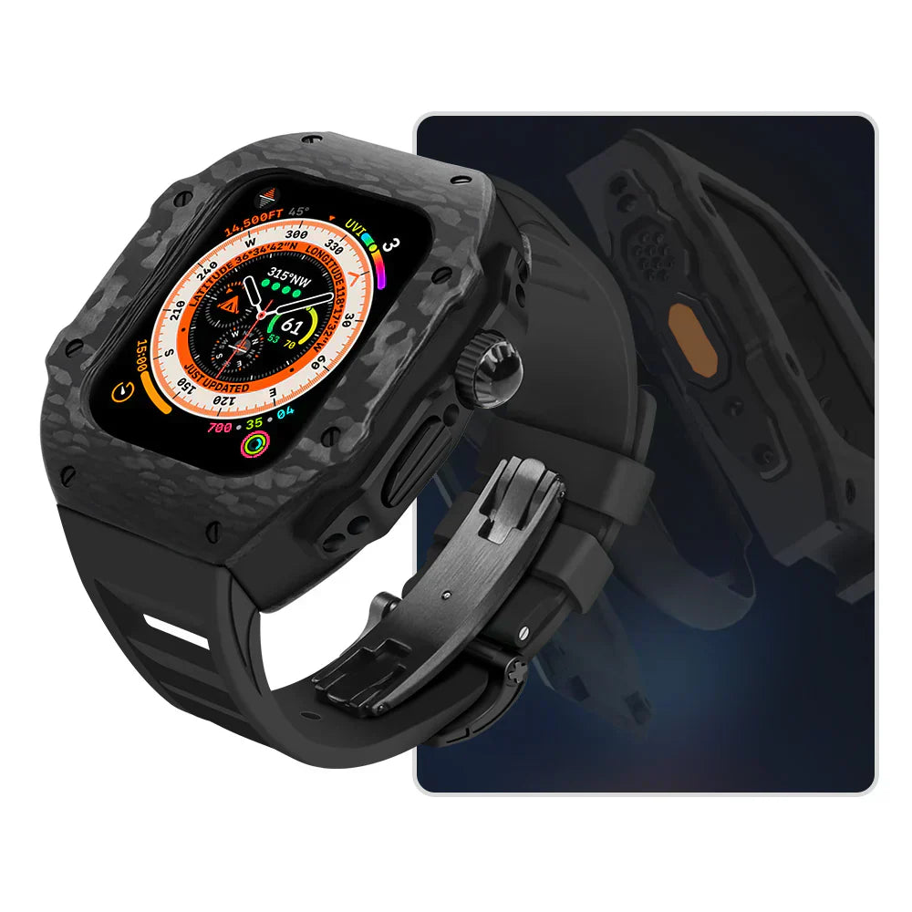 Vellaro Fluororubber Band And 316L Stainless Steel Carbon Fiber Case Retrofit Kit For Apple Watch | Lersk