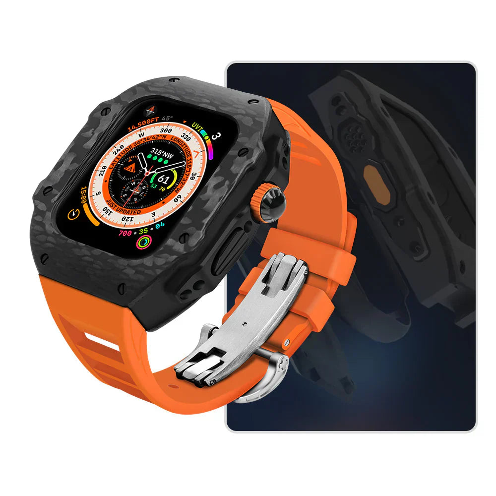 Vellaro Fluororubber Band And 316L Stainless Steel Carbon Fiber Case Retrofit Kit For Apple Watch | Lersk