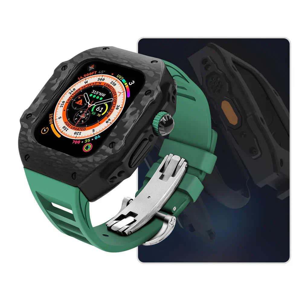 Vellaro Fluororubber Band And 316L Stainless Steel Carbon Fiber Case Retrofit Kit For Apple Watch | Lersk