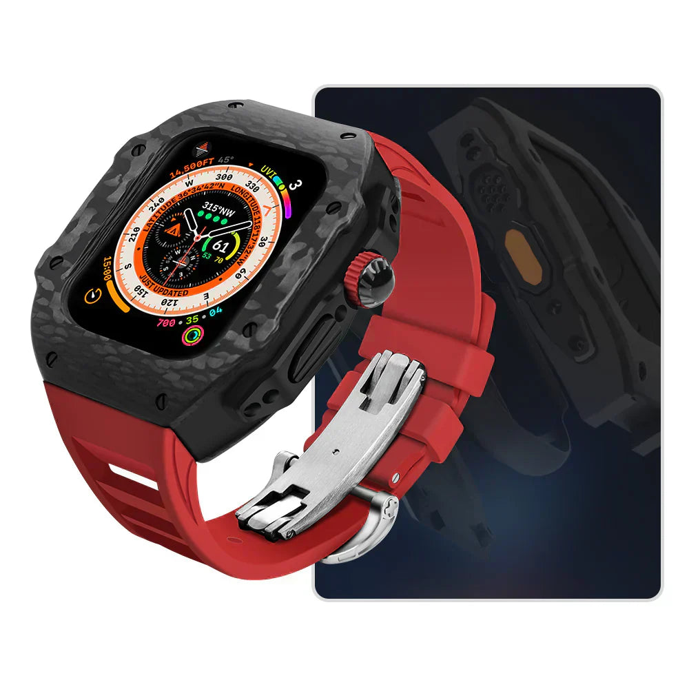 Vellaro Fluororubber Band And 316L Stainless Steel Carbon Fiber Case Retrofit Kit For Apple Watch | Lersk