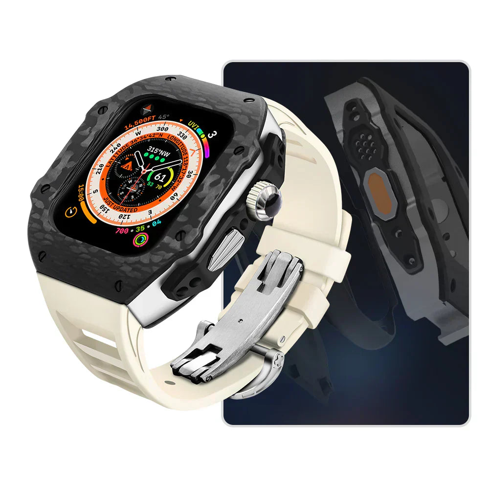 Vellaro Fluororubber Band And 316L Stainless Steel Carbon Fiber Case Retrofit Kit For Apple Watch | Lersk