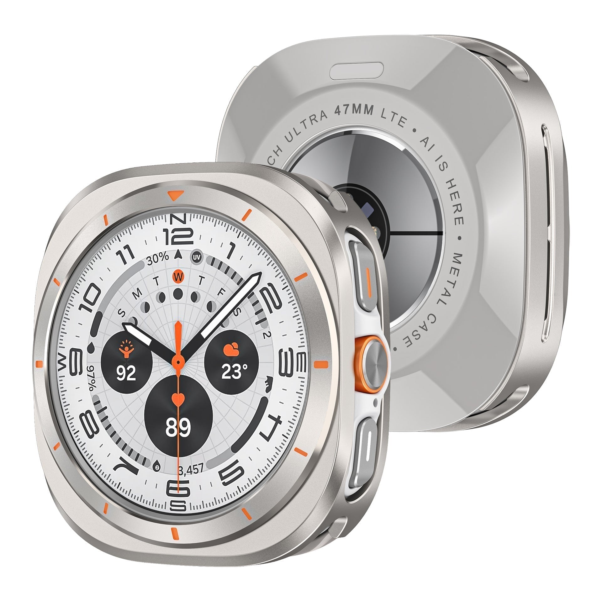 Husă de protecție metalică VeroShield 360° cu margine completă, rezistentă la zgârieturi, pentru Samsung Galaxy Watch Ultra | Lersk