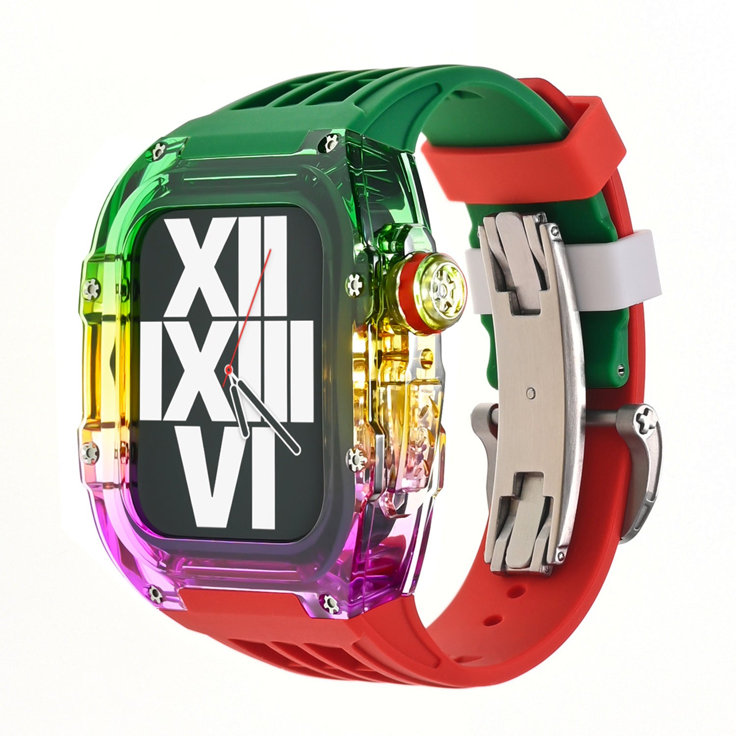 Aurian Frost Series Fluororubber Multicolor Case & Rubber Band Mod Kit for Apple Watch, Transparent | Lersk
