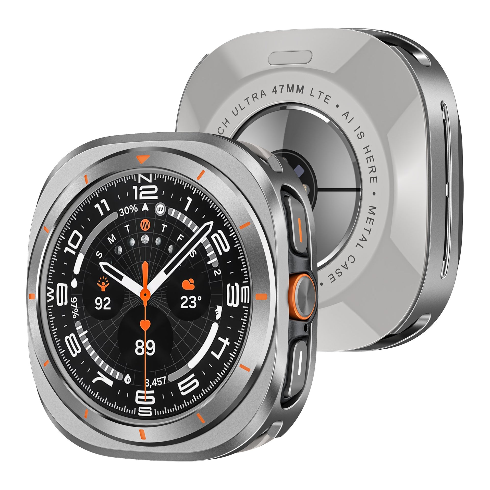 Husă de protecție metalică VeroShield 360° cu margine completă, rezistentă la zgârieturi, pentru Samsung Galaxy Watch Ultra | Lersk