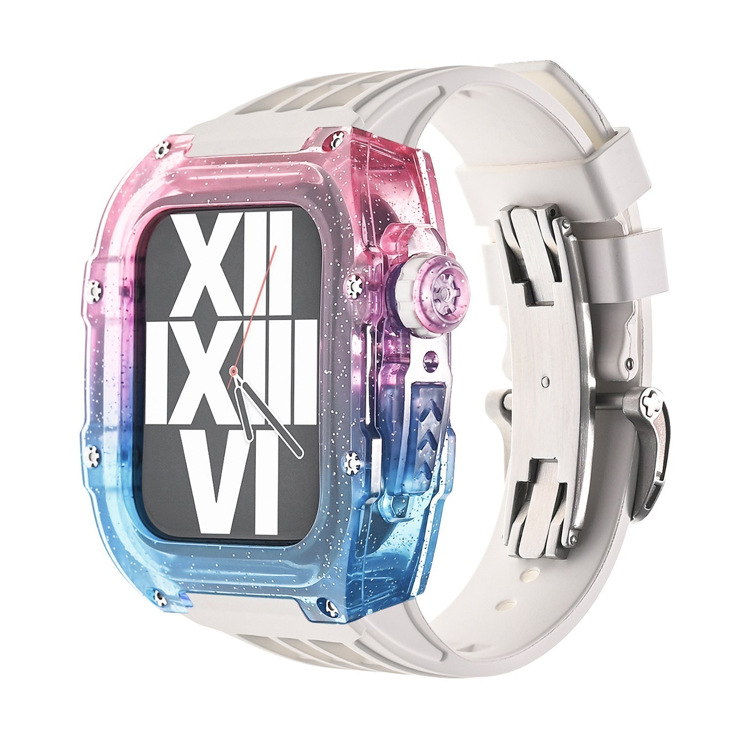 Aurian Frost Series Fluororubber Multicolor Case & Rubber Band Mod Kit for Apple Watch, Transparent | Lersk