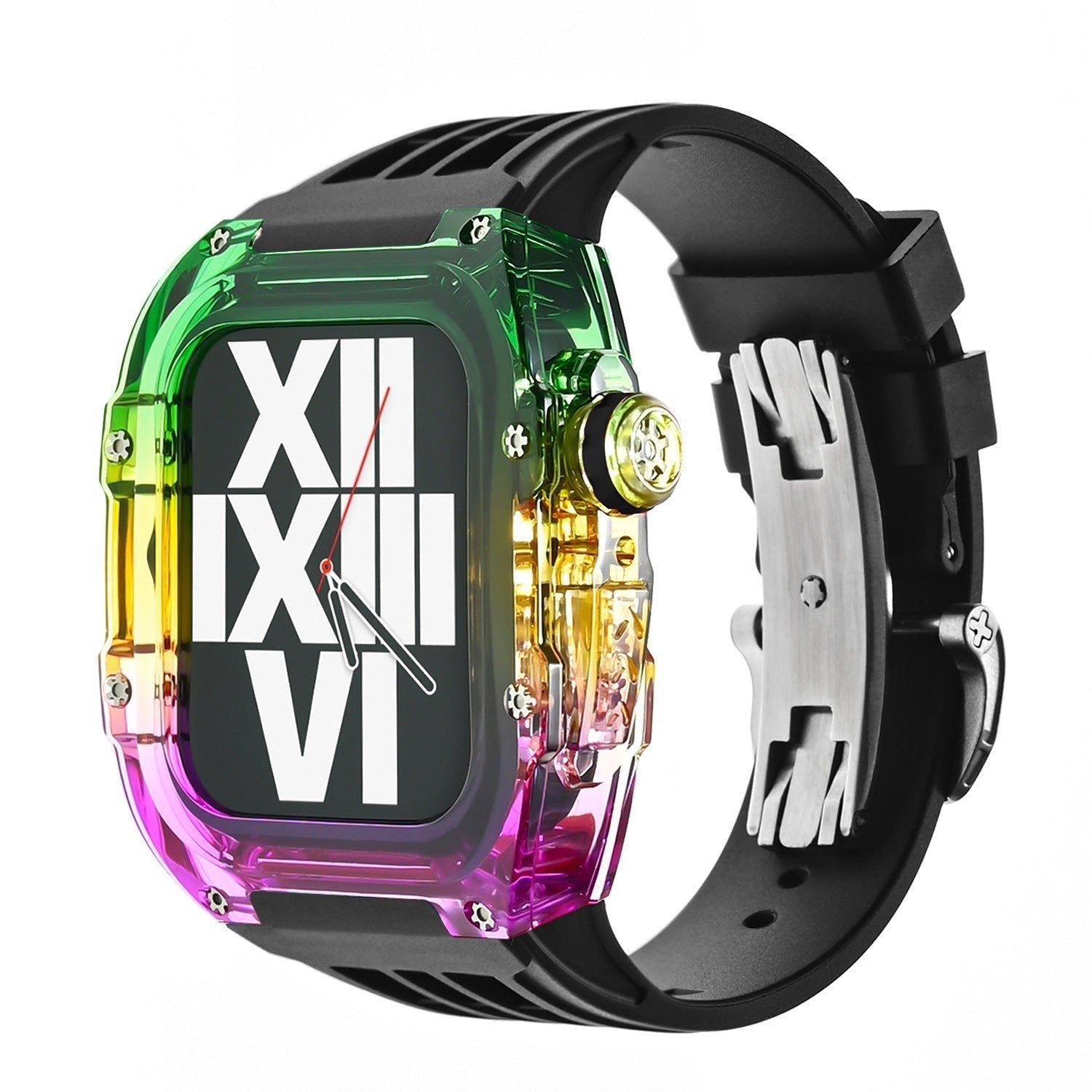 Aurian Frost Series Fluororubber Multicolor Case & Rubber Band Mod Kit for Apple Watch, Transparent | Lersk