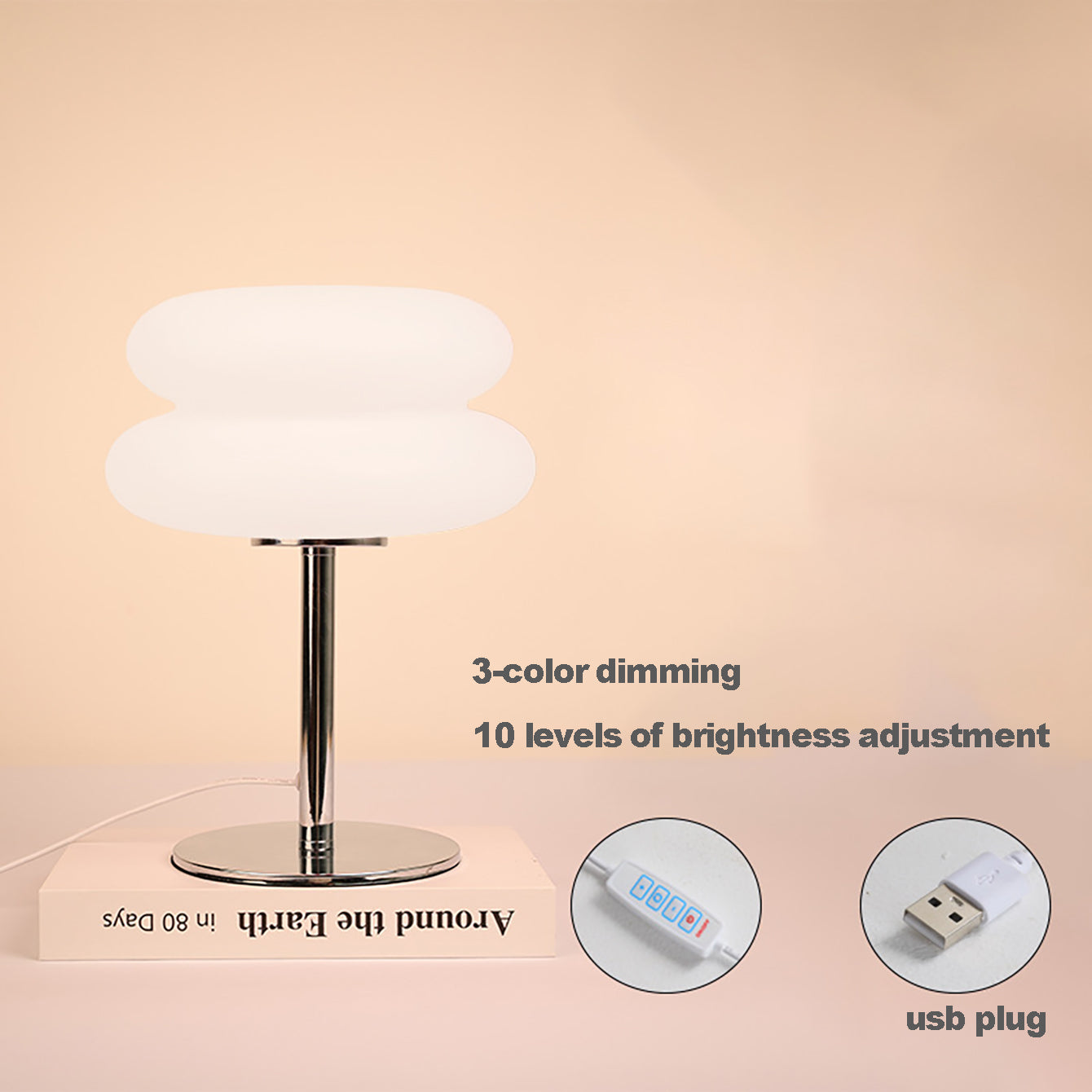 Elegant trefarvet dæmpbar bordlampe med 9 lysstyrkeniveauer til skrivebord og soveværelse | Lersk
