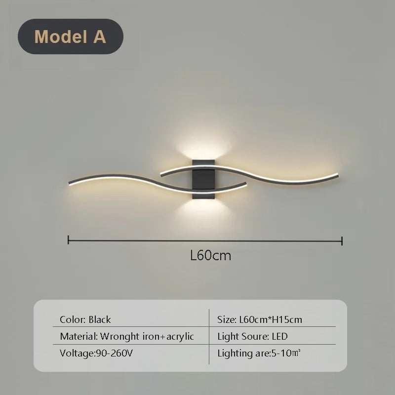 NovaArc zakřivená LED nástěnná lampa s dálkovým ovládáním černá a zlatá | Lersk