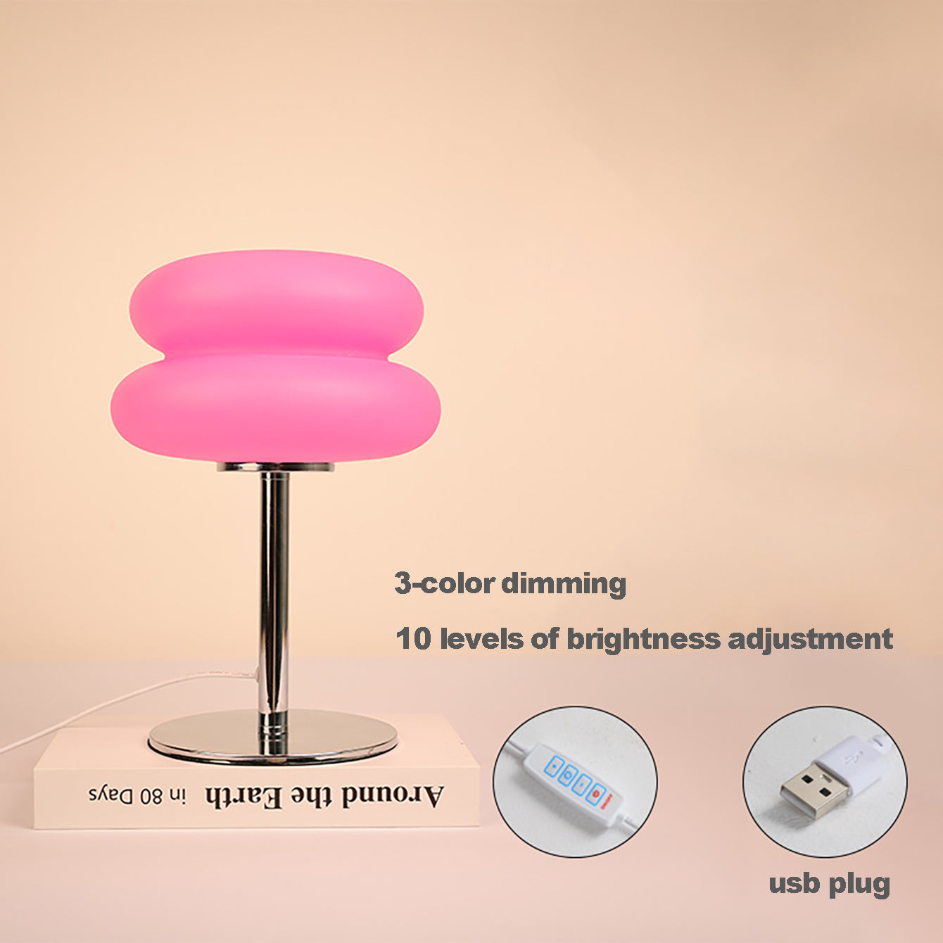 Elegant trefarvet dæmpbar bordlampe med 9 lysstyrkeniveauer til skrivebord og soveværelse | Lersk