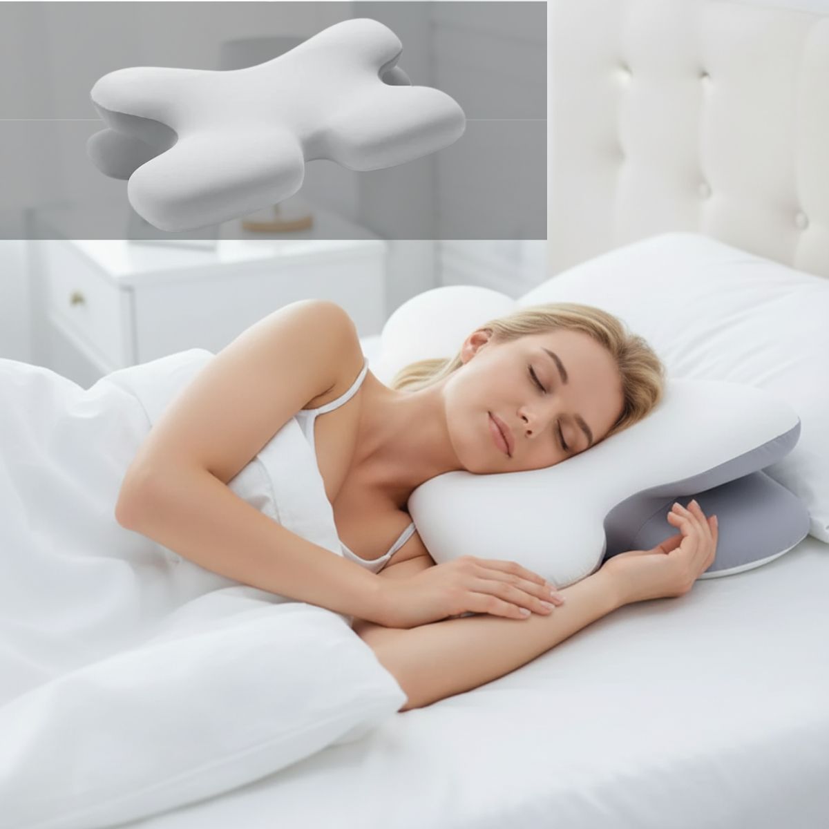 LumaNest Contoured Side Sleeper Pillow With Memory Foam And Removable Cover | Lersk