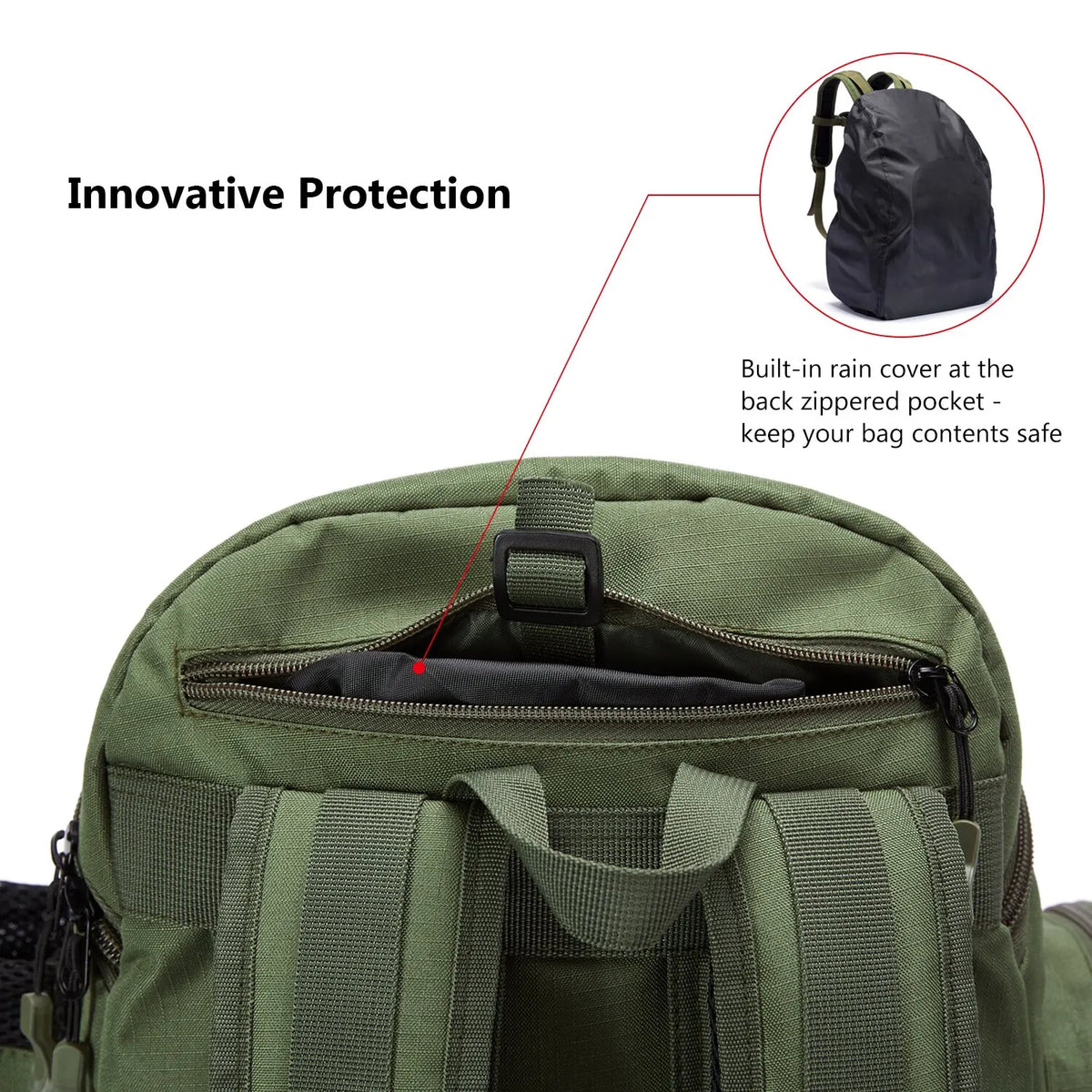 Bassdash Lightweight Tactical Fishing Tackle Backpack – Multifunctional 600D Polyester Gear Bag with Rod Holder & Rain Cover