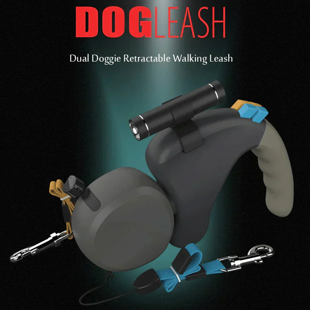 AeroTrail Duo Leash 360° Retractable For Two Dogs At Once | Lersk