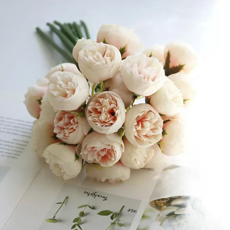 Bouquet di Peonie di Seta Lyra con 27 Fiori Realistici in Toni Romantici | Lersk