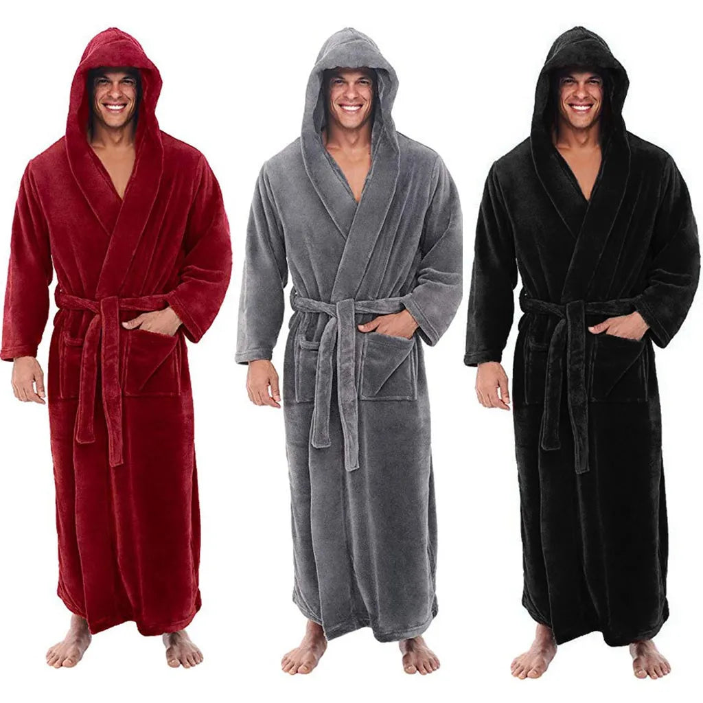 Pánský župan CozyNest s kapucí a plyšovým komfortním materiálem | Lersk