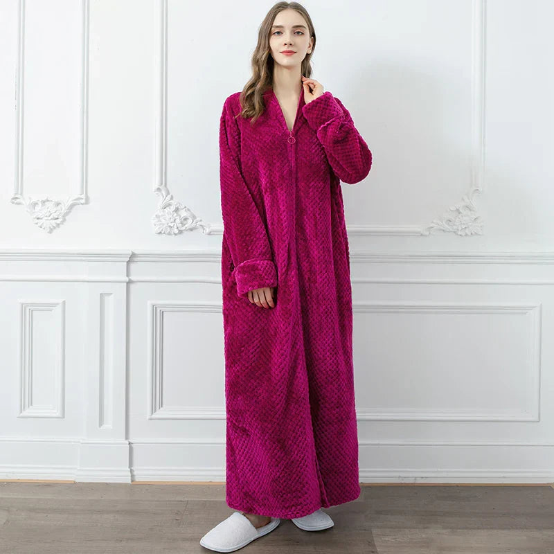 Halat de baie pentru maternitate CozyNest, flanel termic extra-lung | Lersk