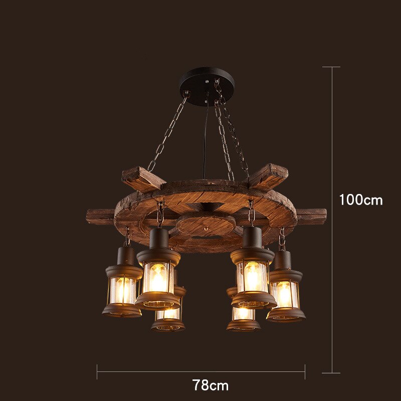 Vintage industriel træ LED loftlampe | Lersk