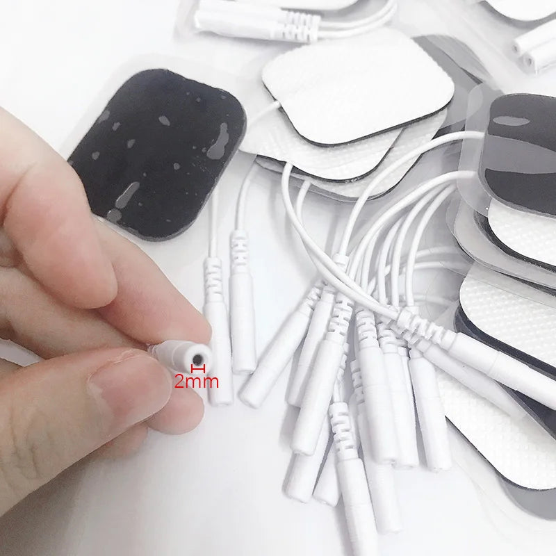 Selbstklebende, wiederverwendbare Gel-Elektrodenpads für TENS- und EMS-Geräte – 2,0 mm Stecker kompatibel | Lersk