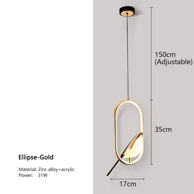Lampada a sospensione LED Nordic Magpie per illuminazione ambientale della camera da letto | Lersk