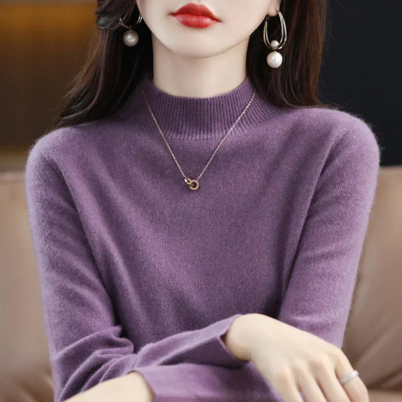 VeloraWeave Dame Slim Fit Australsk Merinould Hygge Sweater | Lersk
