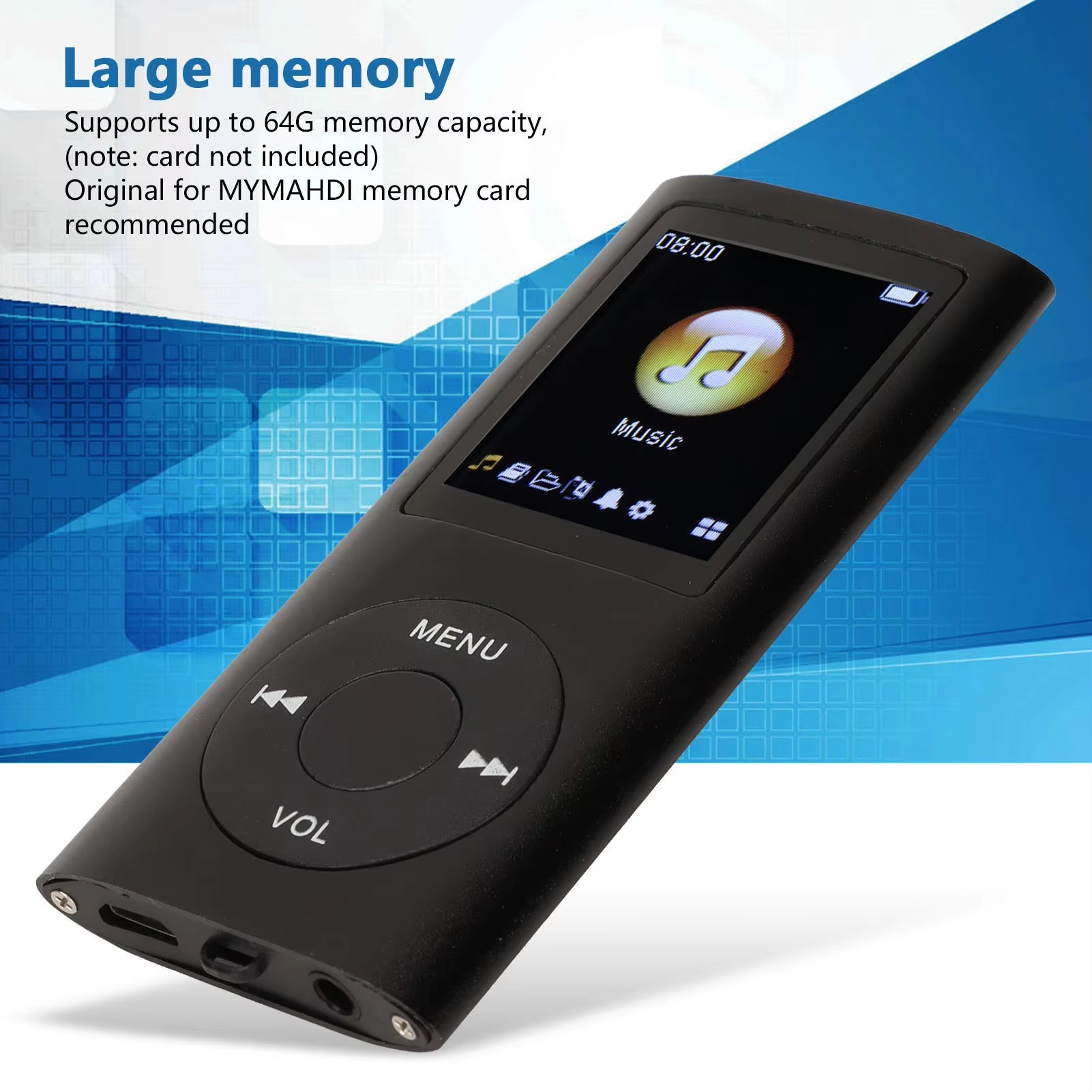 Leitor MP3 Compacto com Ecrã LCD de 1,8 Polegadas e Alta Resolução para Desfrutar de Música em Movimento Todos os Dias | Lersk