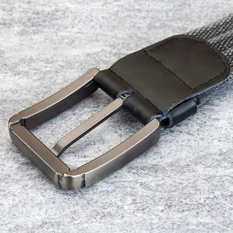 Cinturón de lona para hombre para uso casual diario con banda ajustable a rayas y estilo clásico | Lersk