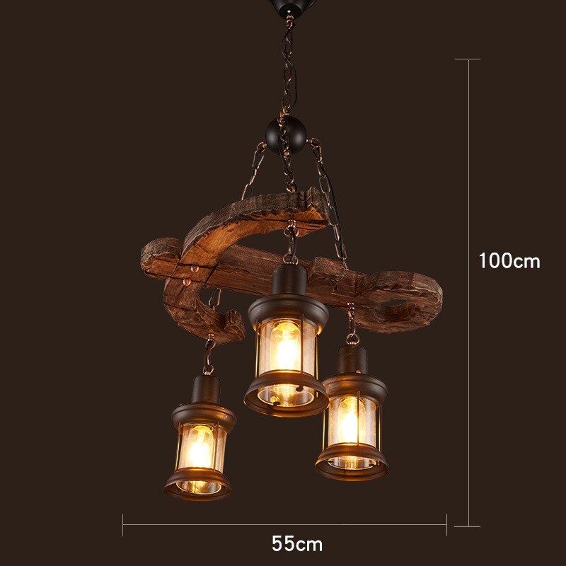 Vintage industriel træ LED loftlampe | Lersk