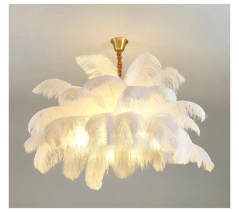 Ostrich Feather Pendant Chandelier Elegant Ambient Glow For Modern Homes | Lersk