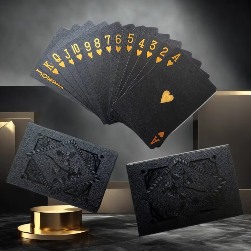 Luxury Black And Gold Waterproof Poker Playing Cards Deck For Elegant Card Games | Lersk