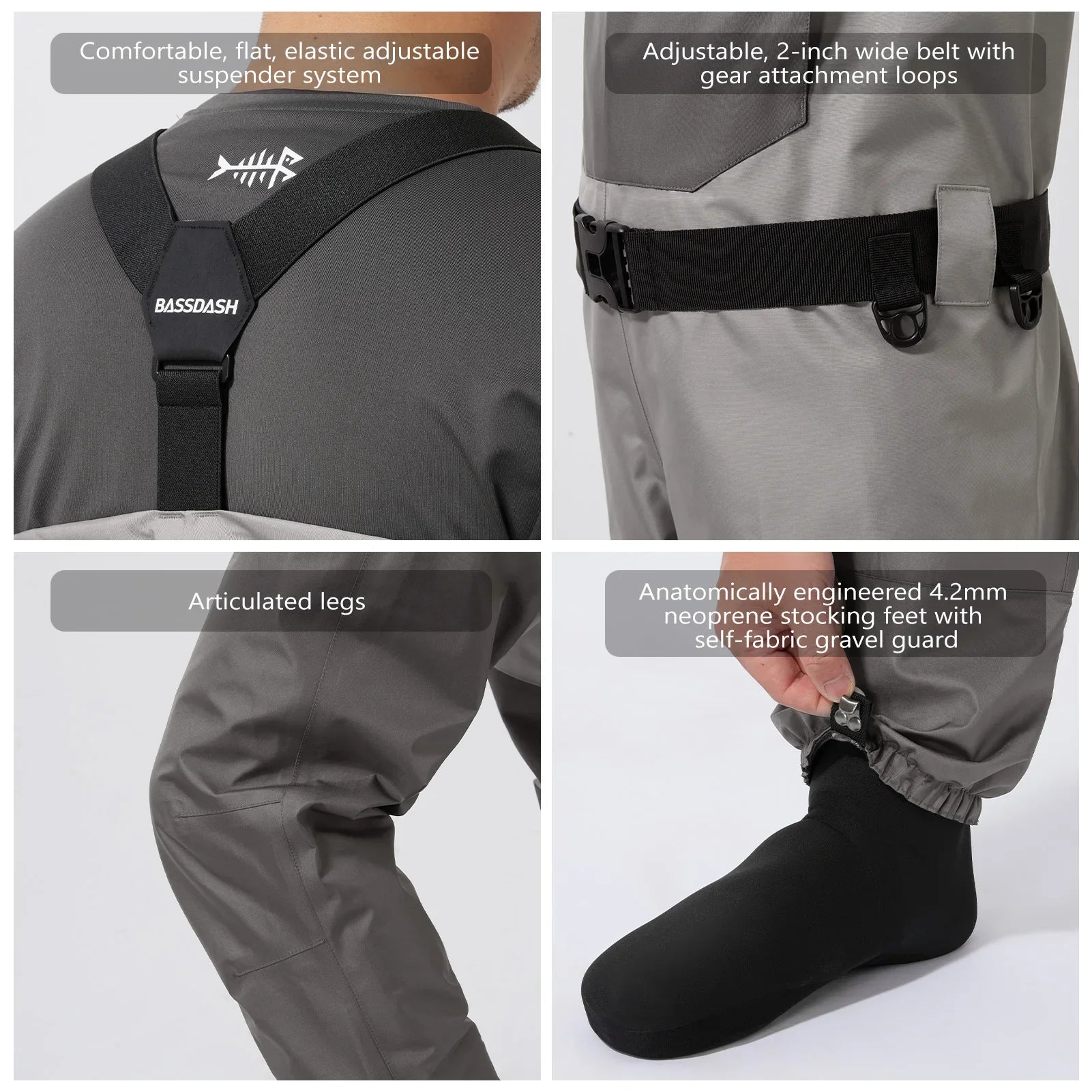 Breathable Chest Waders with Stocking Foot & Waterproof Zipper for Fly Fishing – Men's | Lersk