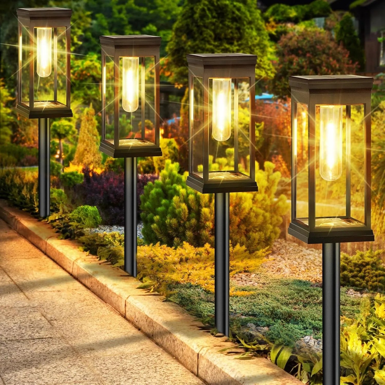 Elegant Solar Pathway Lights Outdoor Waterproof 4 Pack for Garden Walkway | Lersk