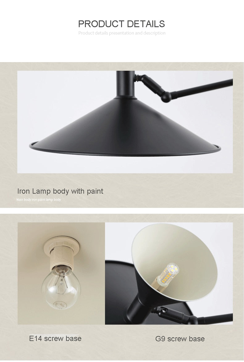 Lampada da parete NovaSwing con braccio oscillante e spina per decorazione camera da letto | Lersk