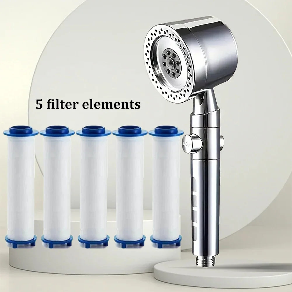 6-Mode Handheld Shower Head with Built-In Filter and One-Button Water Stop | Lersk