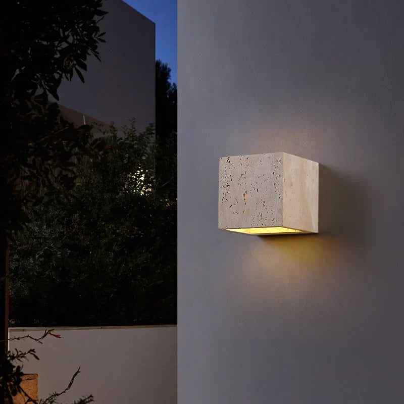 LumaStone Travertine Perforated Wall Sconce LED Lighting | Lersk