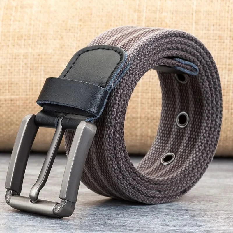 Cinturón de lona para hombre para uso casual diario con banda ajustable a rayas y estilo clásico | Lersk