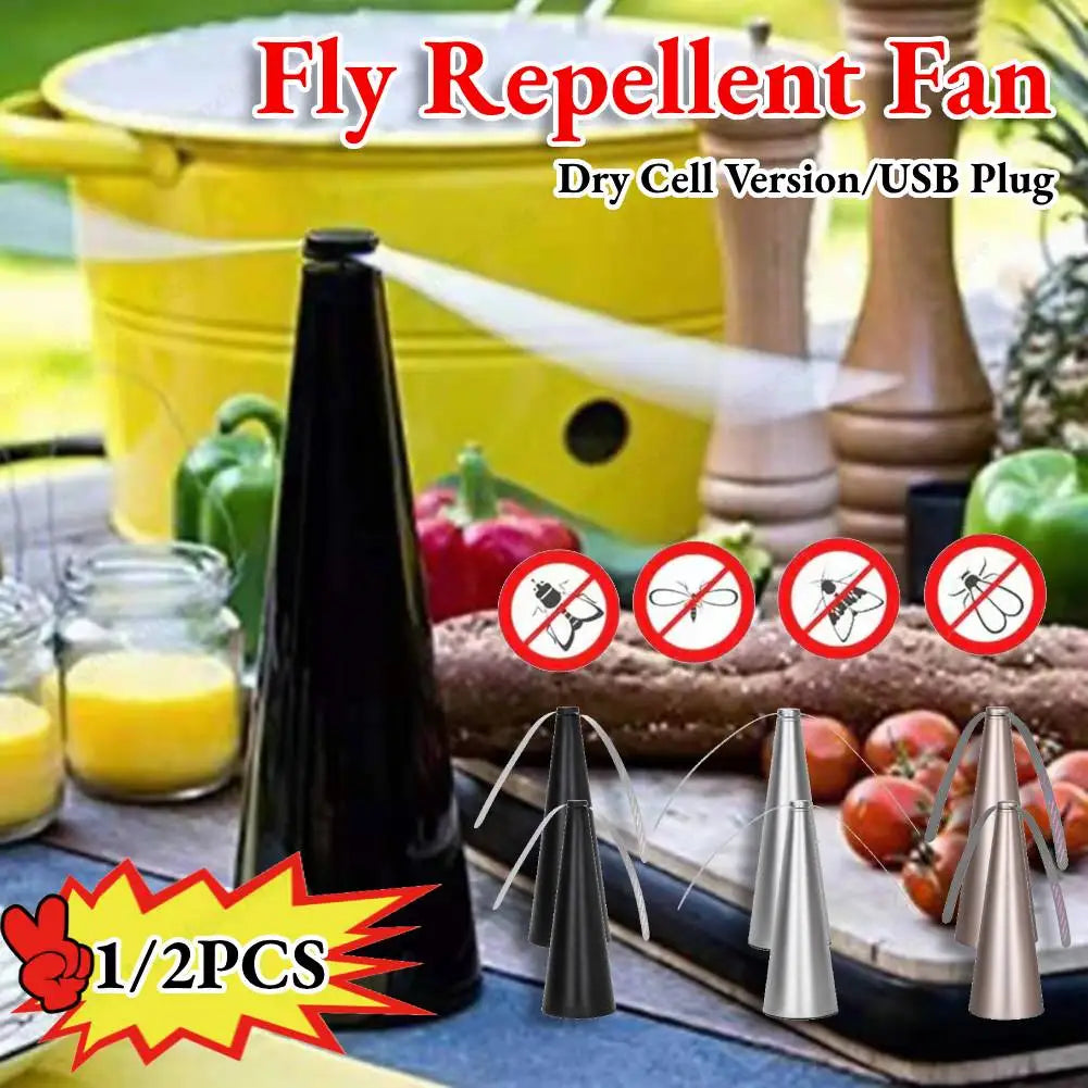 Fliegenschutzventilator Tragbarer Insektenschutz für Outdoor-Essen und Camping, Batteriebetrieben oder USB-Anschluss | Lersk