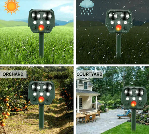 Solar Ultrasonic Outdoor Animal Deterrent With Lights | Lersk