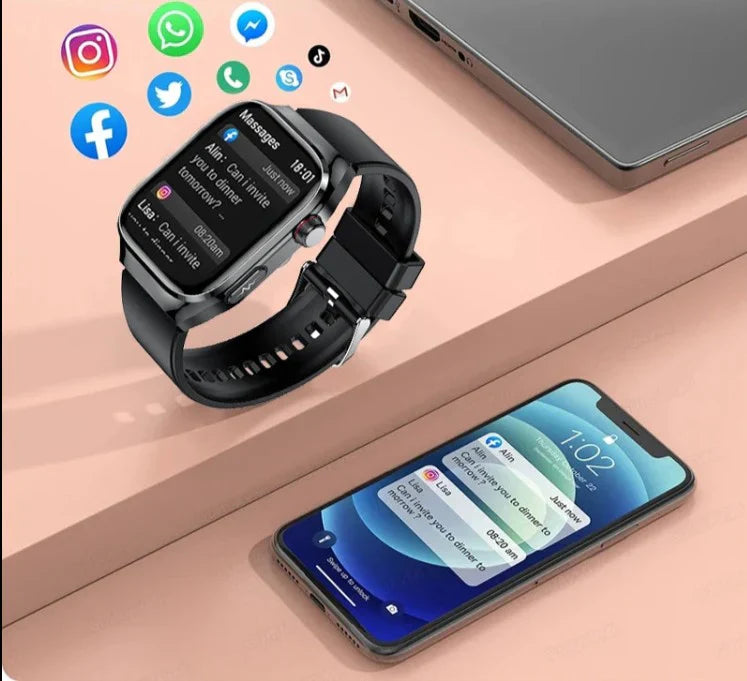 NexaPulse Orologio Glucosio, ECG, Acido Urico, Bluetooth | Lersk