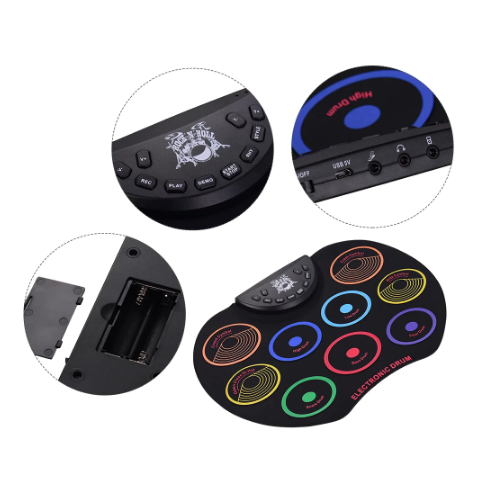 RhythmFold 9-Pad Portable Electronic Drum Kit USB/Battery | Lersk