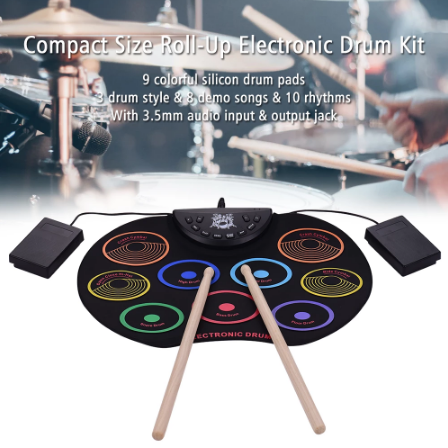 RhythmFold 9-Pad Portable Electronic Drum Kit USB/Battery | Lersk