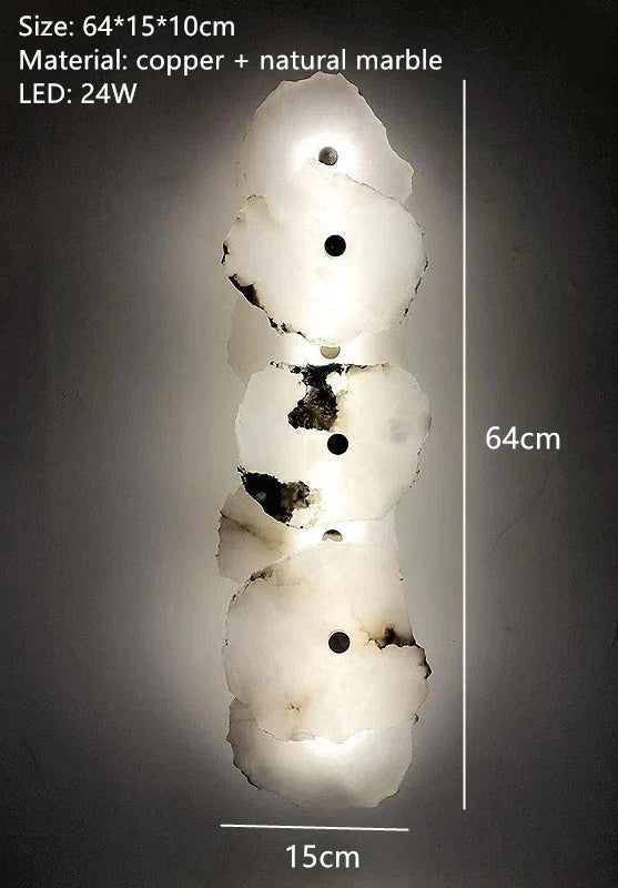 Aurora Marble LED Wall Sconce With Copper Accents Elegant