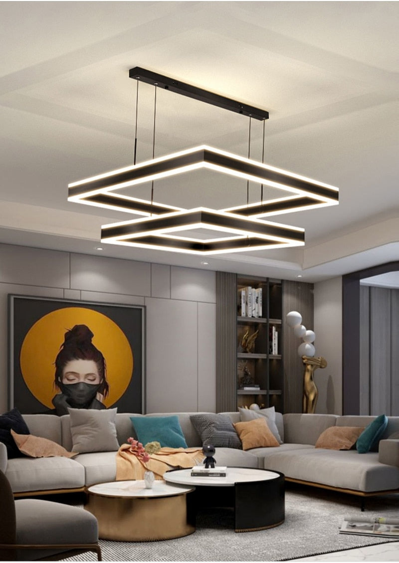 AstraLuxe Modern Square LED Chandelier for Living Room | Lersk