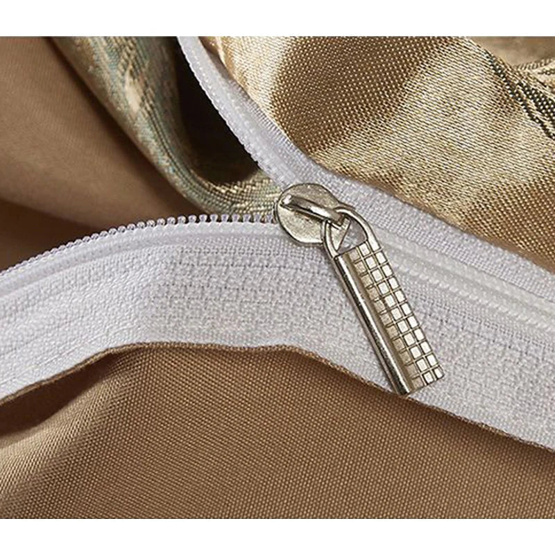 Aurelume Satin Jacquard Dynebetræk Sæt i Guld og Blå 264 x 229 cm | Lersk