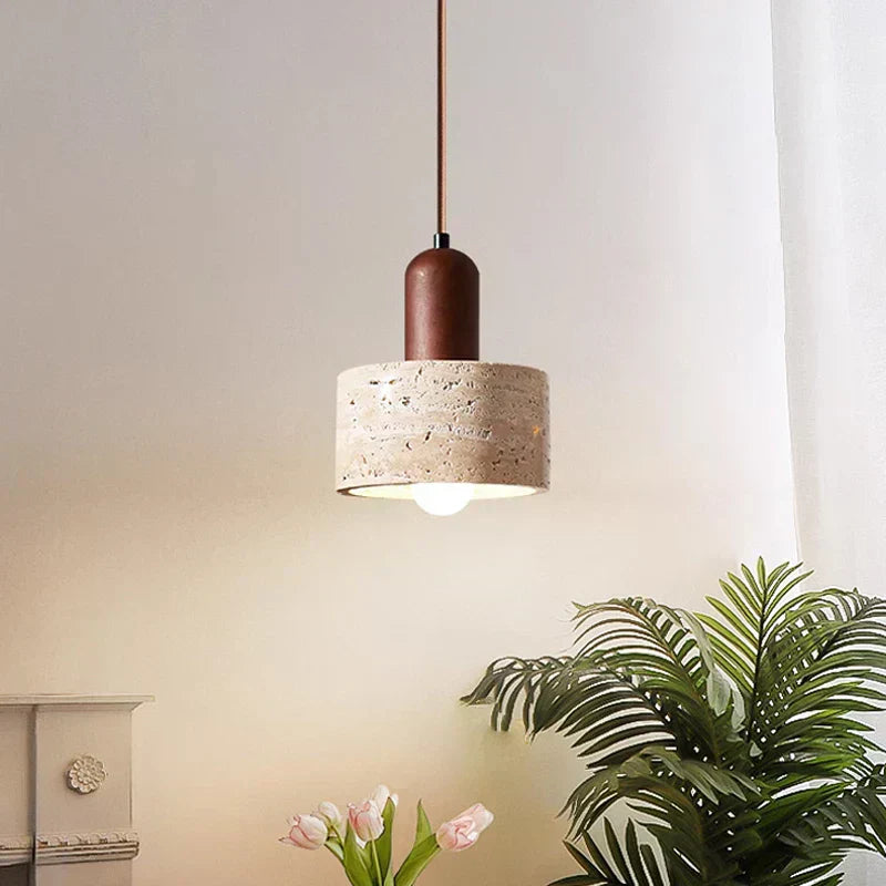 Wabi Sabi Pendant Lamp Durable Travertine Yellow Marble Finish For Dining Rooms | Lersk