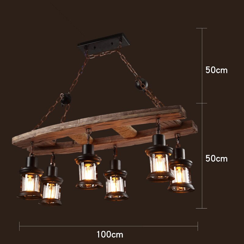 Vintage industriel træ LED loftlampe | Lersk