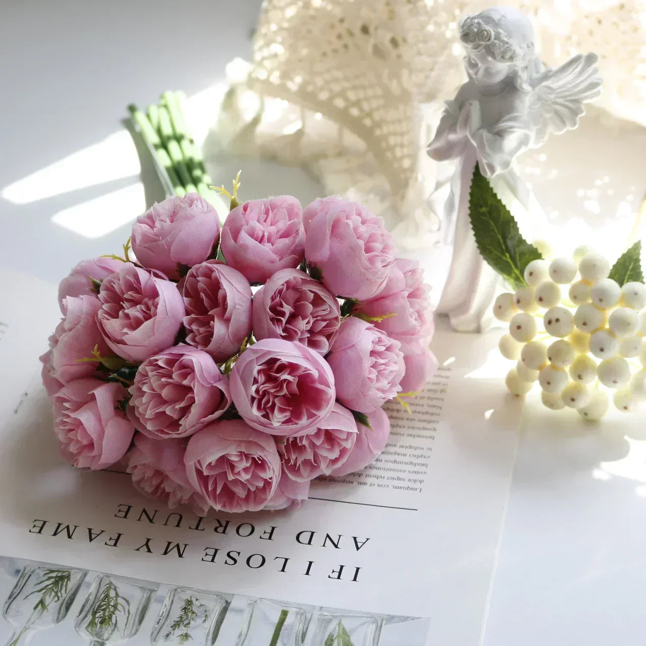 Bouquet di Peonie di Seta Lyra con 27 Fiori Realistici in Toni Romantici | Lersk