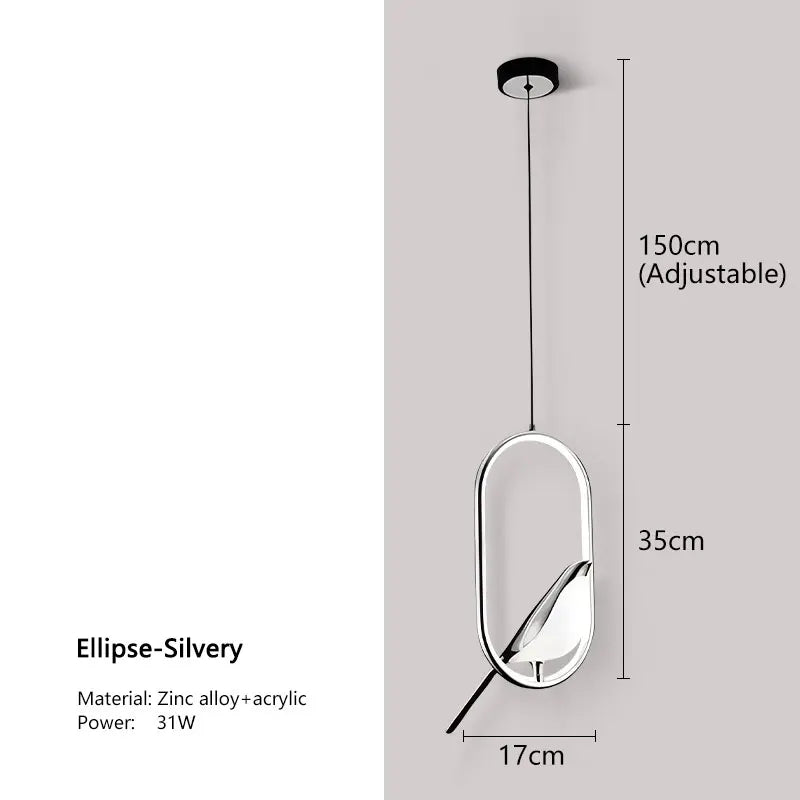 Lampada a sospensione LED Nordic Magpie per illuminazione ambientale della camera da letto | Lersk